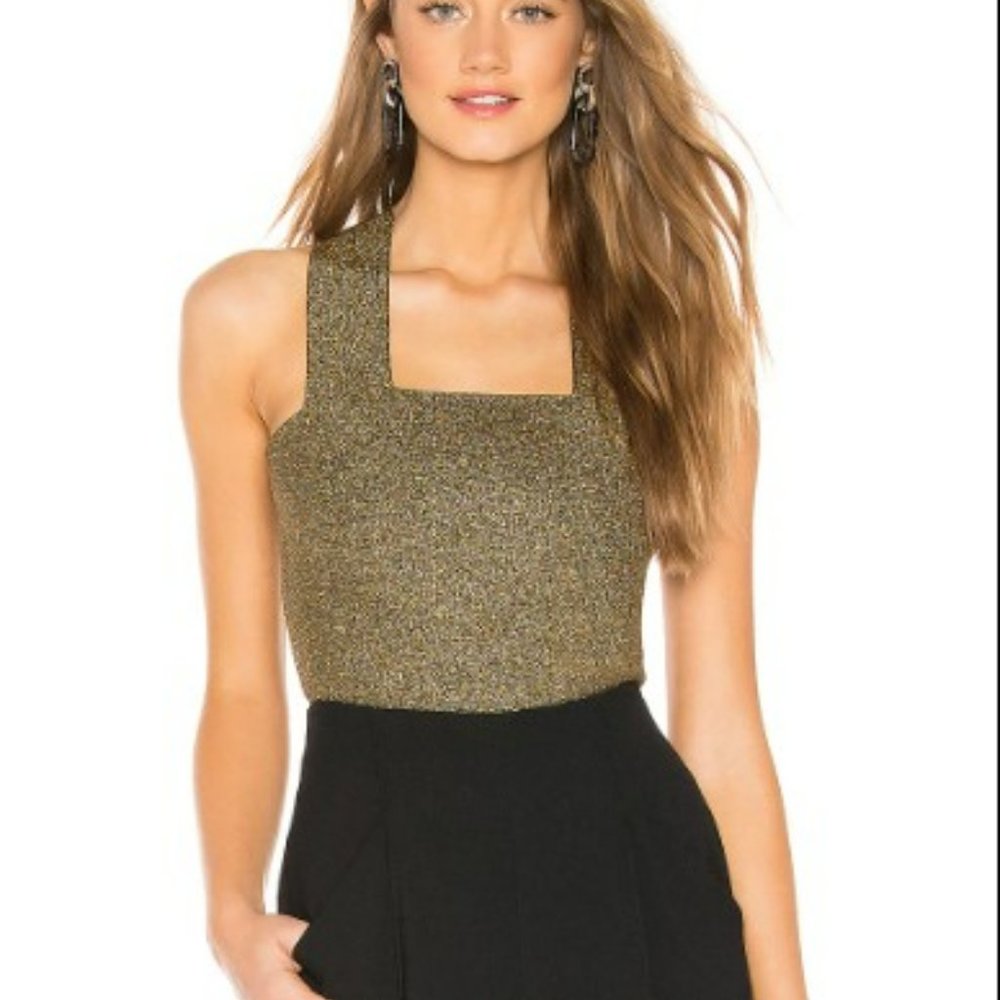 ALC Lia Crop Top in Black & Gold (Size M)